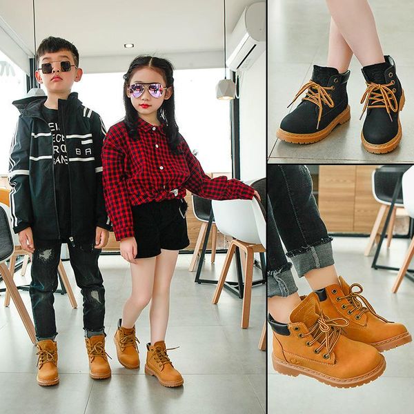 

boots fall/winter fashion boys retro british style girls for kids, Black;grey
