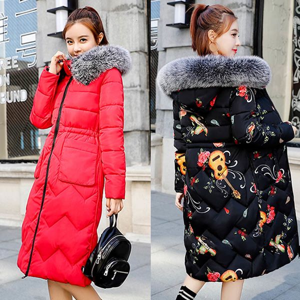 

2021 new plus size 3xl winter women fur hooded both two sides wear ladies long parkas thick warm coat female jacket pp140 qmnn, Black