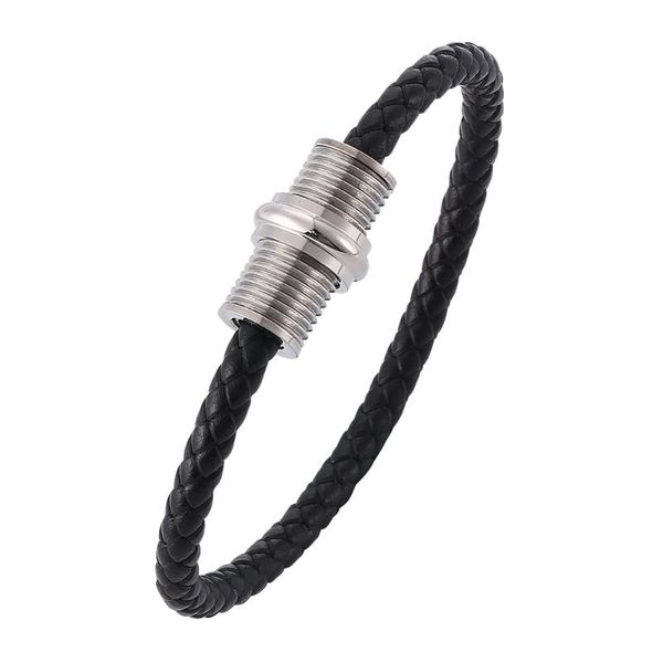 

charm bracelets product selling style men's leather stainless steel bracelet titanium magnet buckle fashion, Golden;silver