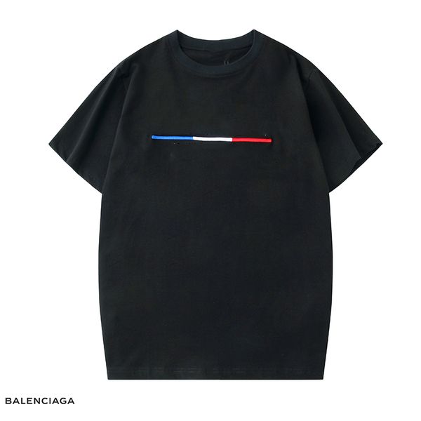

2020 new style bb lock word embroidery flag knitting logo round neck short sleeve t-shirt fashion s-xxl p52, White;black