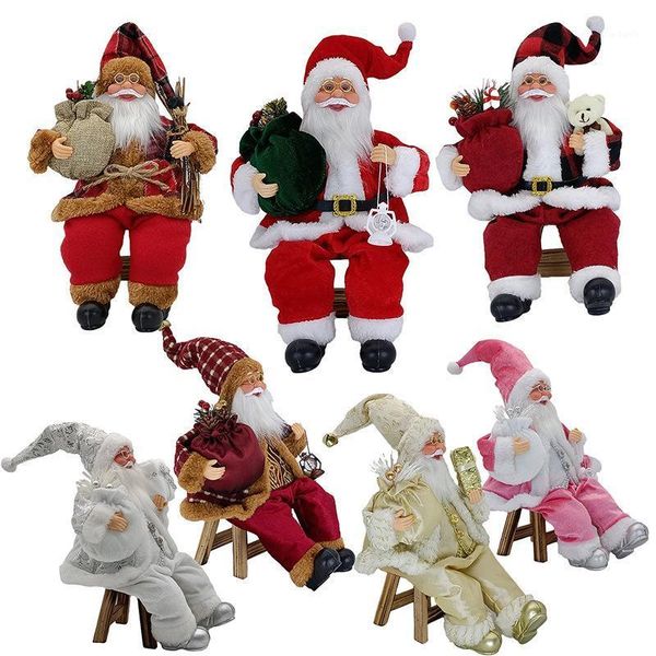 

christmas decorations 35cm sitting posture gift santa claus dolls oranments xmas pendants merry decor for home kids naviidad presents noel