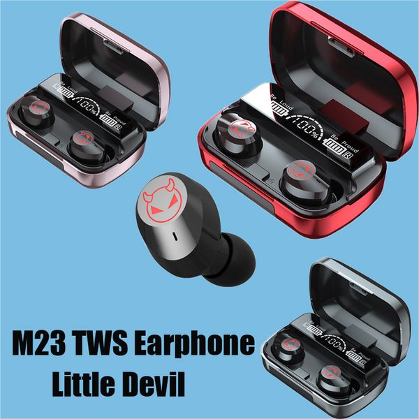 M23 TWS Küçük Şeytan Kulaklık Su Geçirmez Kulakiçi Bluetooth 5.1 Kablosuz Spor Kulaklık Güç Bankası İşlevli LED Ekran Gaming Headss