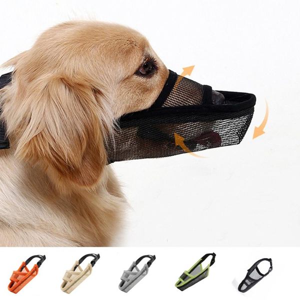 

hunting jackets dog mouth cover muzzle anti-bite mesh mask pet supplies guard for medium and large dogs drop, Camo;black