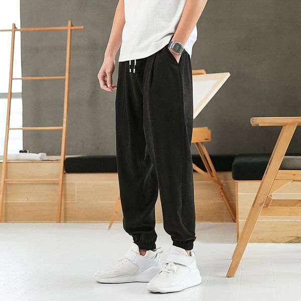 

men's pants 2021 summer fashion brand men korean version of the large size sports casual loose foot harem 8xl, Black