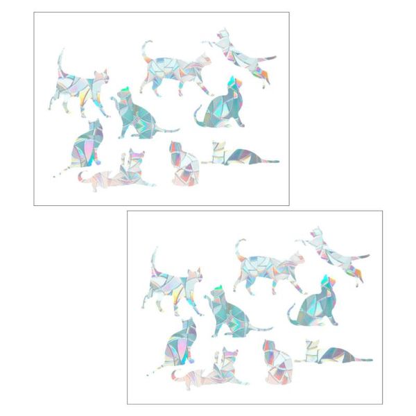 

wall stickers 2pcs lovely cat shape rainbow prisma electrostatic removable glass