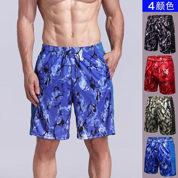 

bikicoco men printed trousers fitness running sports loose shorts breathable quick dry trousers short beach shorts, White;red