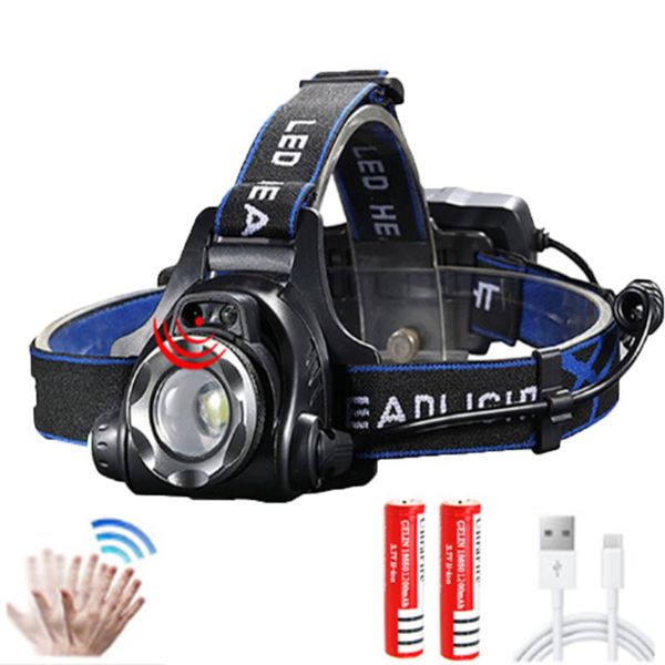 

headlamps induction led headlamp rechargeable usb 18650 battery head t6 zoom motion sensor headlight for fishing camping