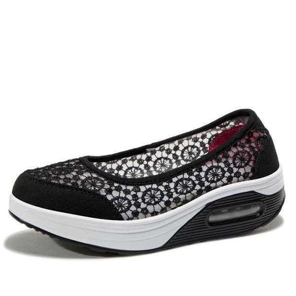 

rommedal summer women lacethick-soled air-cushion sneakers sponge cake mesh shake shoes breathable light solid woman casual shoe