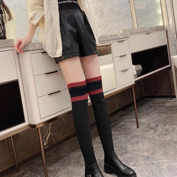 

boots fall/winter 2021 short tube high long flat leather fashion flying woven knight women, Black