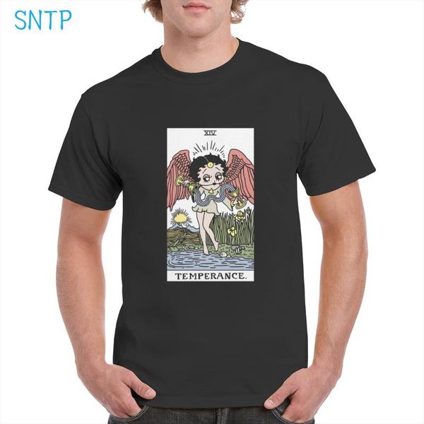 

men's t-shirts retro aesthetic tarots temperance t shirt women brand 100% cotton angel graphic oversized black tshirt female, White;black