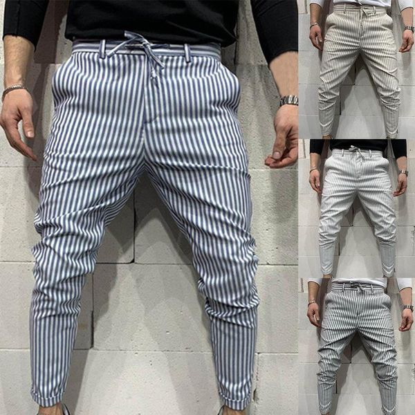 Pantaloni da uomo Prodotto più venduto nel 2021 Pantaloni casual a righe in pizzo tinta unita Abbigliamento