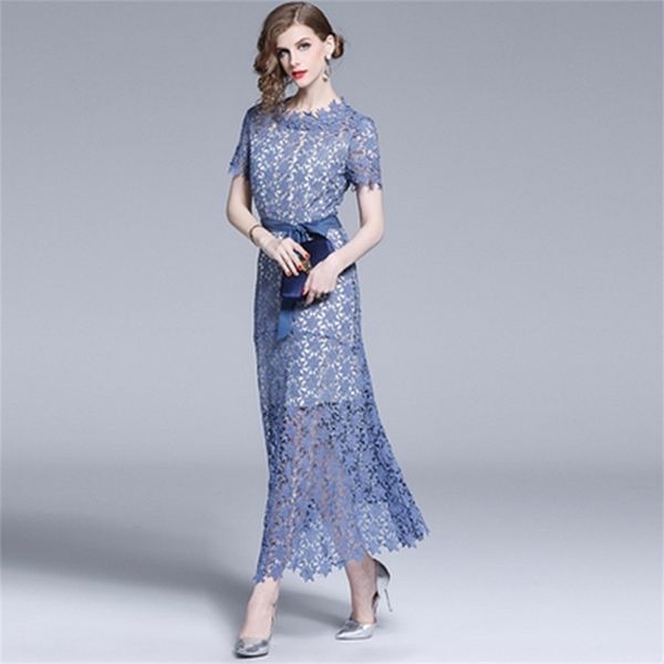 

vintage solid lace short dress women blue cap sleeve belt v-neck a-line elegant evening wedding party summer clothes 210603, Black;gray