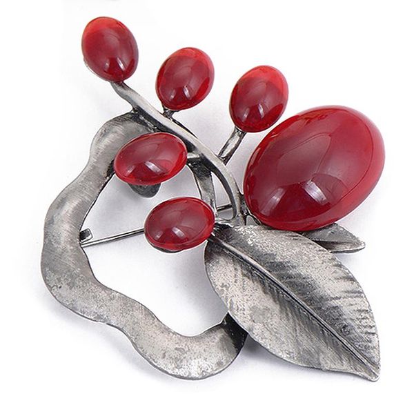 

pins, brooches ancient red opal stone vintage for women gun large flower brooch pins fit sweater scarf christmas gift, Gray