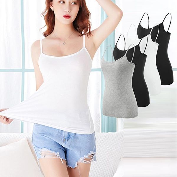 

4pc woman camisole summer plain sleeveless ladies stretch cami size tees slim vest tank underwear women d3 camisoles & tanks, Black;white