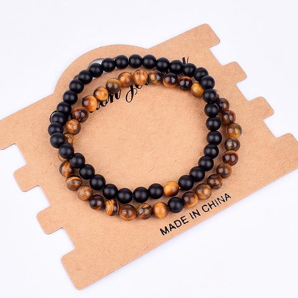 

beaded, strands 2pcs/set couples distance bracelet classic natural stone white and black yin yang beaded bracelets for men women friend
