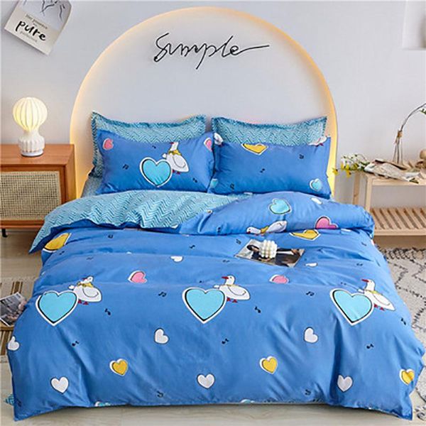 

bedding sets 4pcs home textile angel notes blue pure cotton double bed comefortable soft bedspreads quality quilt cover oceania