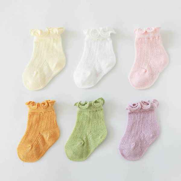 

baby socks girls accessories spring summer mesh lace loose newborn booties infant clothing b7563, Pink;yellow