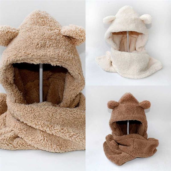 

zuevq men hats scarves gloves sets scarves winter set autumn winter warmer set solid color plush beanie lovely cap knit, Blue;gray