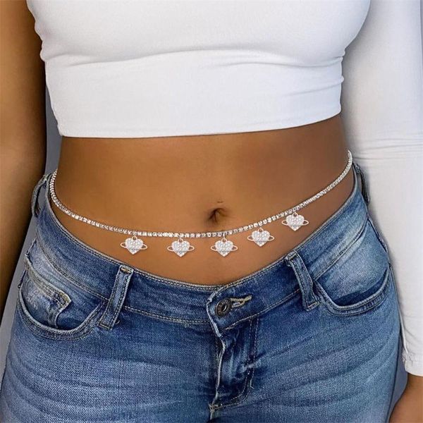 Böhmische glänzende Strass-Damen-Taille, sexy Little Love-Anhänger, Bauchnabelkette, Körperschmuck, Zubehör