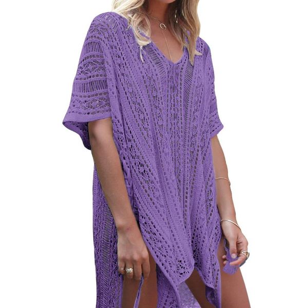 Blusa feminina de crochê vestido moda praia maiô sexy biquíni maiô capa ups roupa de banho oversized camisa com cordão 10 cores
