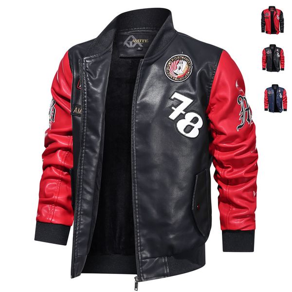 

autumn new mens leather jackets motorcycle zipper male pu coats fashion stand collar outerwear, Black;brown