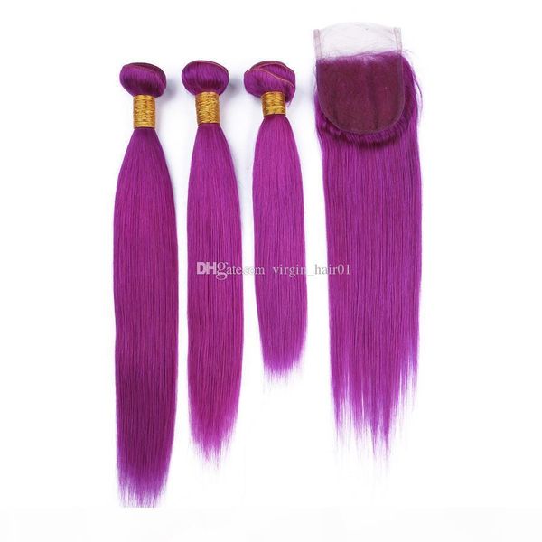 

purple human hair extension with lace closure purple hair extension with lace closure 4x4 middle three part peruvian virgin hair, Black;brown