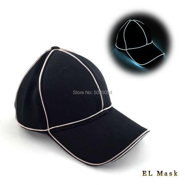 

costume accessories new luminous sports baseball caps light up glowing men women hats novelty spring el cold wire caps for parties club, Silver