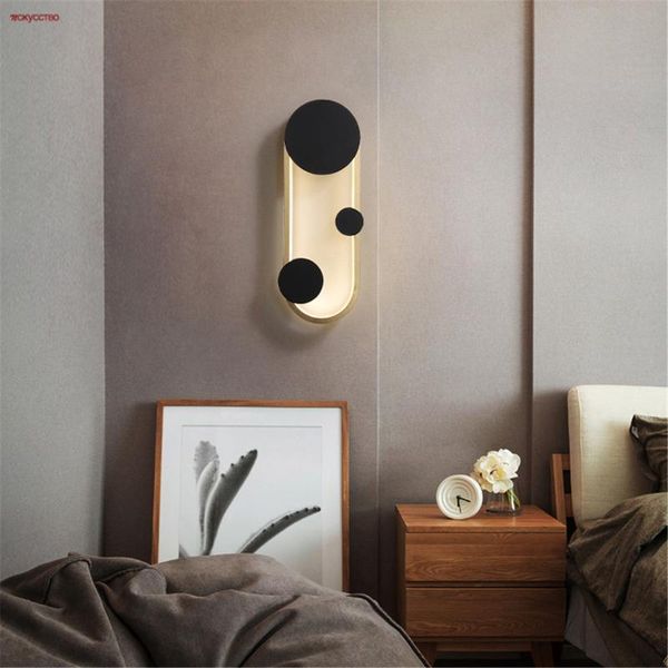 

wall lamps nordic fashion oval round metal led lamp minimalist home decoration bedside hallway corridor loft modern art light fixtures