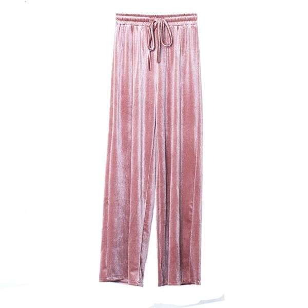 

special velvet gold waistline wide waist women's leg spring and in autumn of the vintage release solid color casual pants elastic y0pl, Black;white
