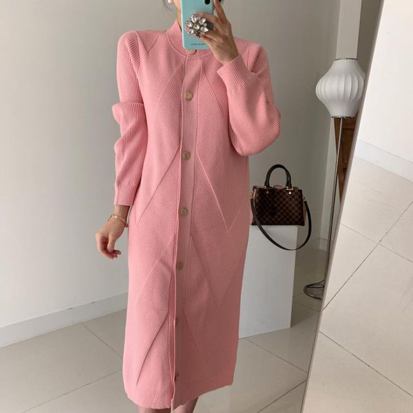 

casual dresses elegant o-neck single-breasted women solid sweater dress ol style long sleeve belted knitted mid-length female, Black;gray