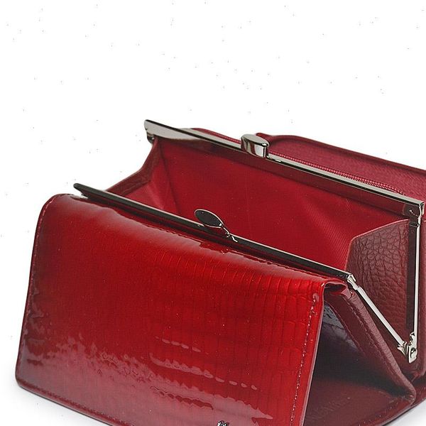 

women brand fashion genuine leather short wallet female alligator hasp lady coin purse purses small wallets, Red;black