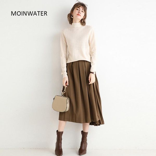 

women's sweaters moinwater women fashion knitted female turtleneck pullover lady black sweater base clothes ms2007, White;black