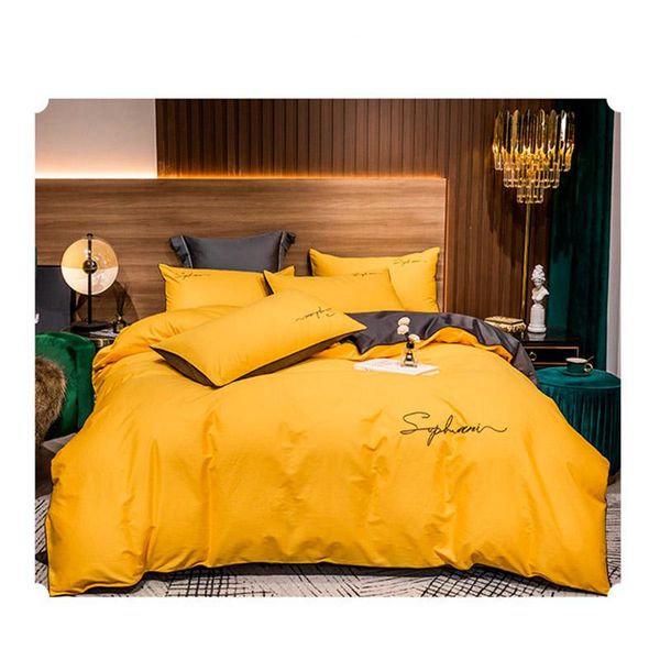 

bedding sets set with silk material double sided quilt cover 1pc pillowcase 2pcs