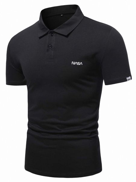 

men letter graphic button front polo shirt t9uw#, White;black
