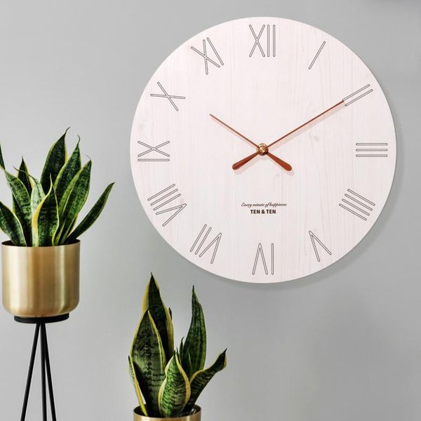 

wall clocks 12 / 14inches round modern wood quartz horloge watches home bedroom living rooms kitchen clock white