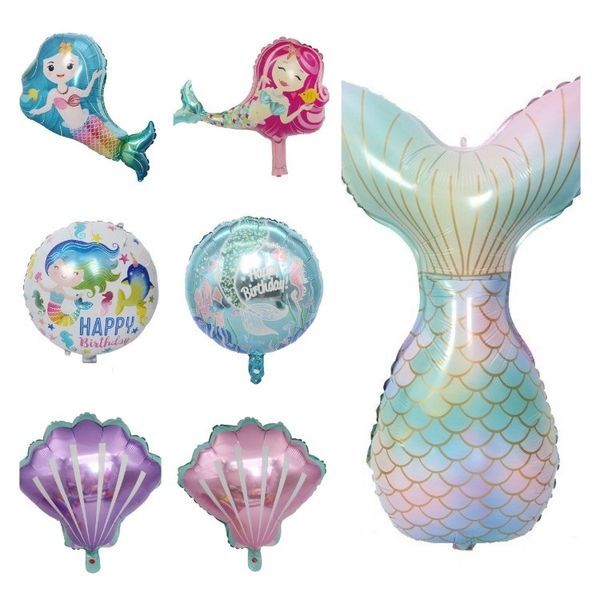 Cartoon Mermaid palloncino coda di pesce Compleanno BalloonParty decorazione del partito palloncini pellicola di alluminio T2I52484