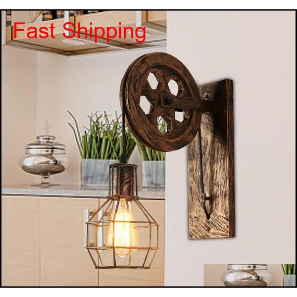 

loft retro pulley lamp wall mount lamp light iron industrial style bedroom living room restaurant aisle pu qylbva new_dhbest