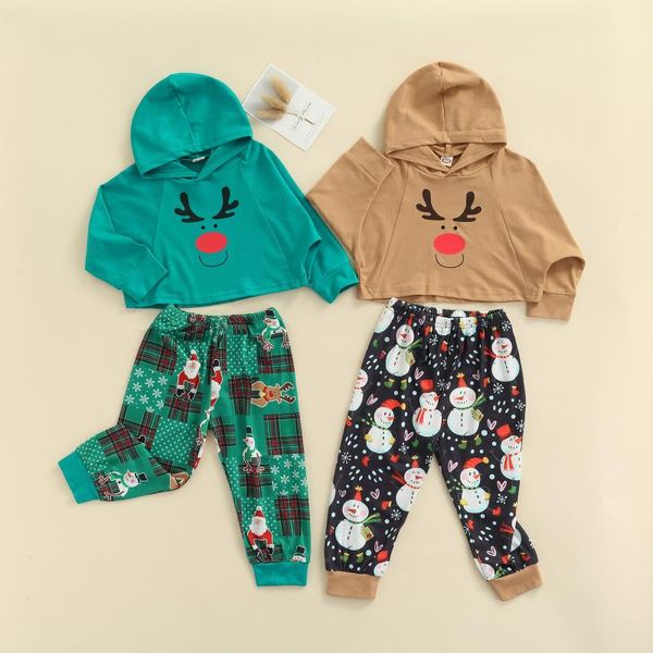 

clothing sets citgeeautumn christmas outfits infant girls boys print long sleeve hooded sweatshirt + trousers xmas clothes set, White
