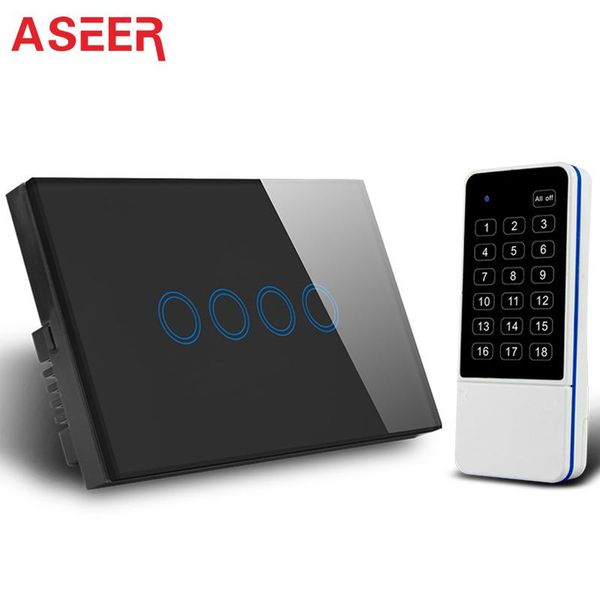 

smart home control aseer 19 button remote controller,us standard 4gang1way wall light touch switch,crystal glass panel switch
