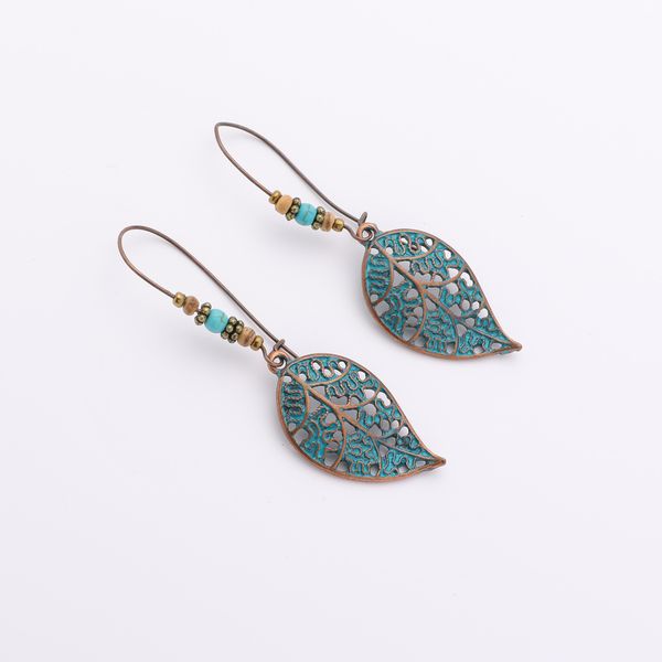

jewelry exaggerated new hollow leaf beads pendant earrings, Golden