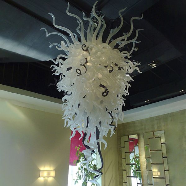 Custom feito pingente lâmpada moderna iluminação interior decorações domésticas sala de estar branco preto murano lustre chandeliers luxo 28 por 48 polegadas