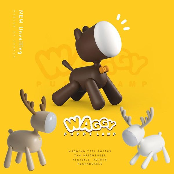 

night lights puppy elk table lamp eye protection dimmable atmosphere light kid christmas gift desk study lighting bedside lamps