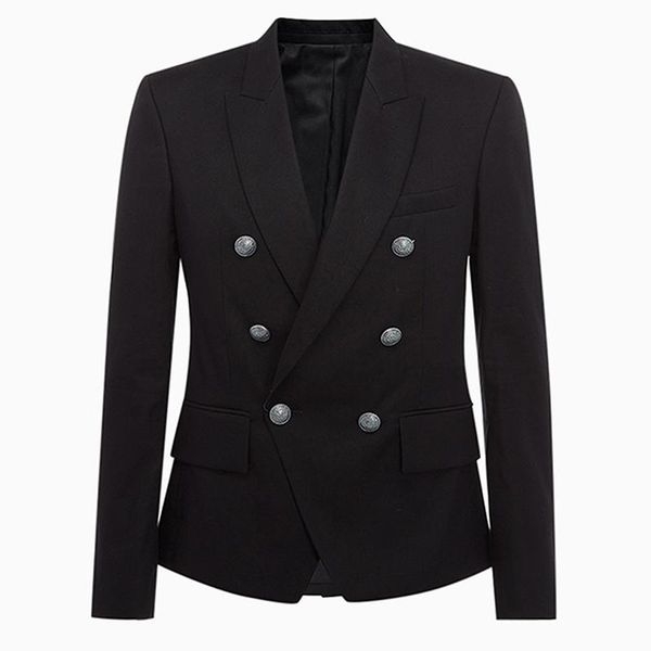 

men's suits & blazers runway nice designer blazer classic double breasted metal lion buttons jacket outer wear, White;black