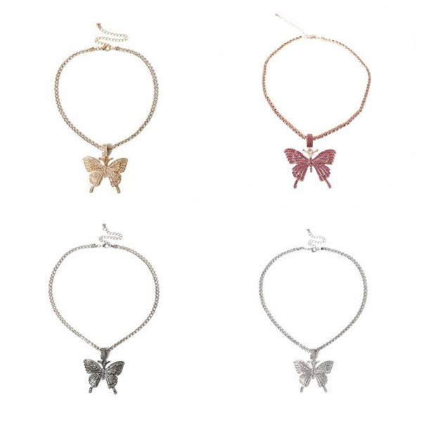

pendant necklaces l4me butterfly necklace gorgeous single layer crystal shiny chain jewelry suitable for women, Silver