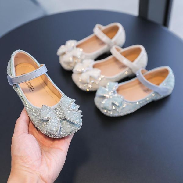 

flat shoes 2021 autumn kids bow princess baby girls brand children bling black dress flats rhinestone mary jane, Black;grey