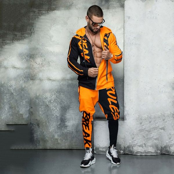 

men tracksuit 2 piece and pants mens sweat suits set 2021 letter print plus size jogger sets for men clothing, Gray