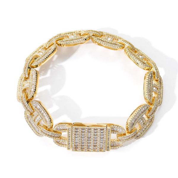 

miami 16mm big box clasp cuban link bracelet 2 colors iced out baguette zircon men hip hop jewelry, Black