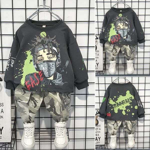 

children boys clothing set korean outfits kids camouflage disguise tracksuit sportwear sport suit 4 6 8 10 years, White