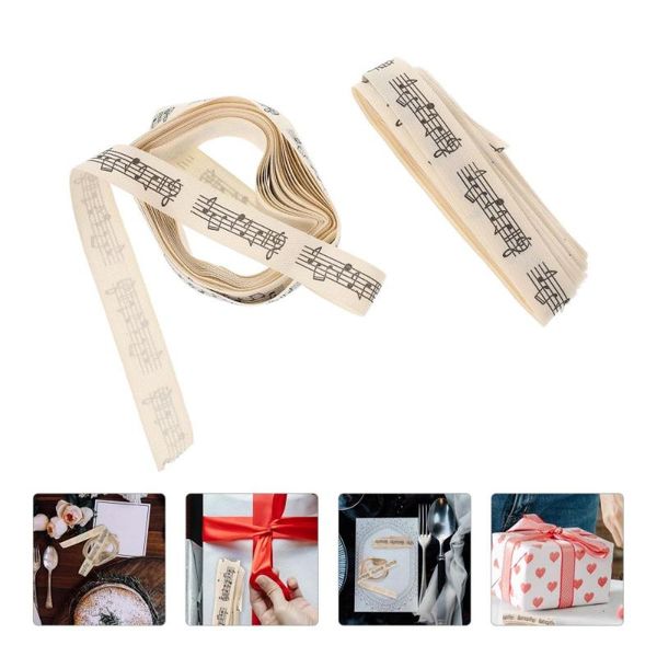 

gift wrap 2pcs musical notes pattern cake package ribbons party present (beige)