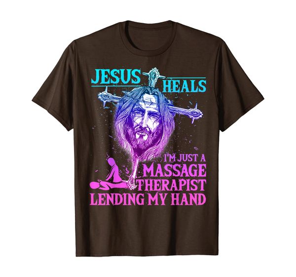 

jesus heal i'm just a massage therapist lending my hand tee, White;black